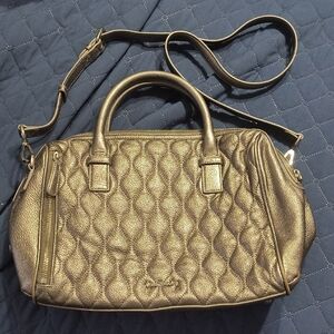 Vera Bradley Quilted Leather Marlo Silver Handbag With Crossbody Handle